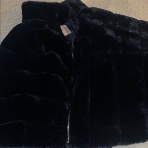 Adrienne Landau Black Faux Fur Cape